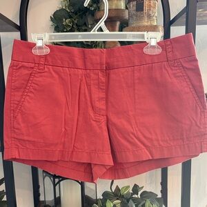 J. Crew Women's Chino Broken-In Red High-Waist Cotton Chino Shorts